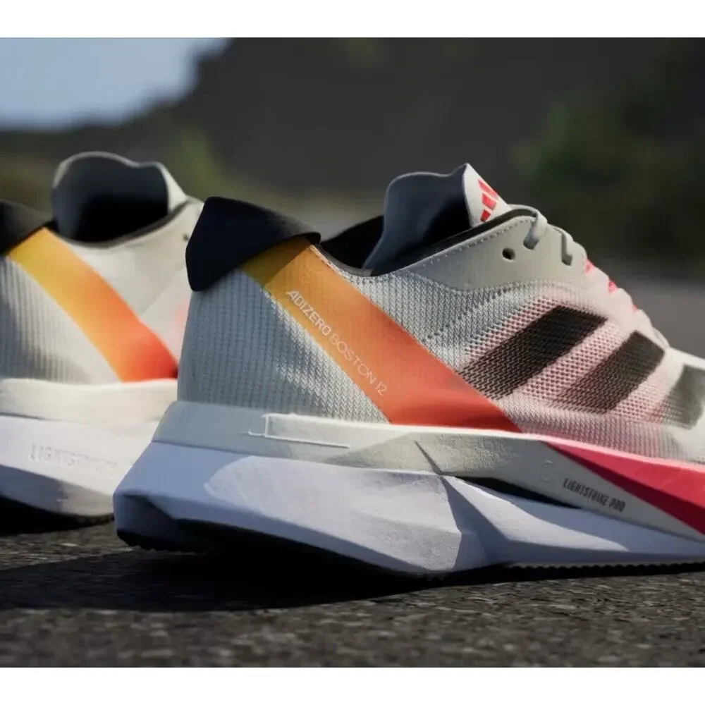 Adidas Adizero Boston Off White Black Solar Red Race Shoes IG3320 Mens 12 - Picture 8 of 10